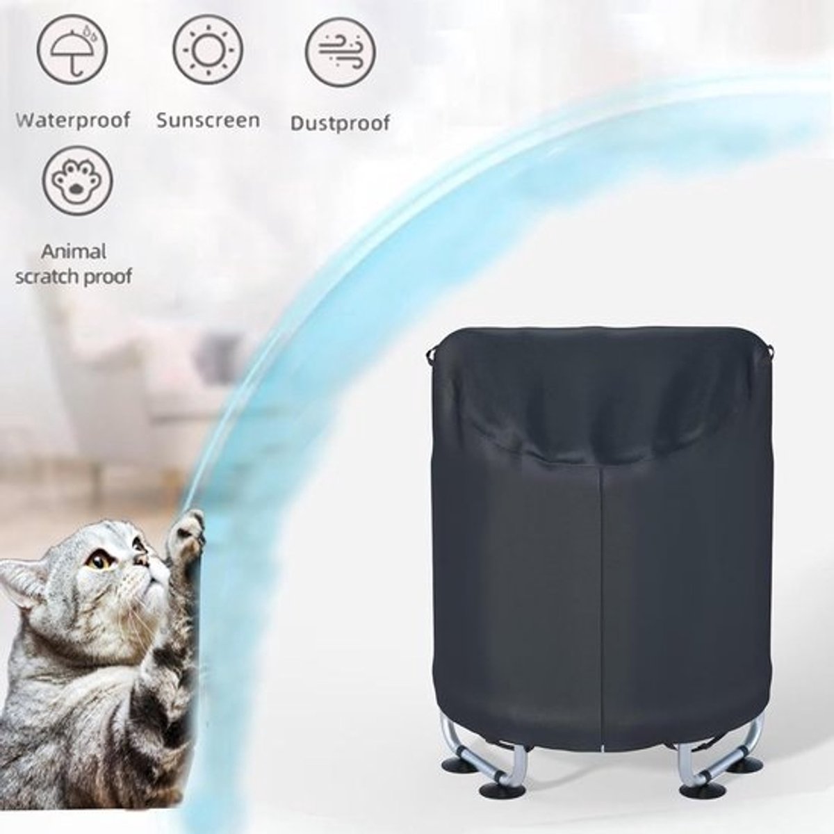 Trampolinehoes - Regenhoes voor trampoline - Trampoline beschermen - Waterdicht Oxford-doek - 145 x 145 cm - Grijs