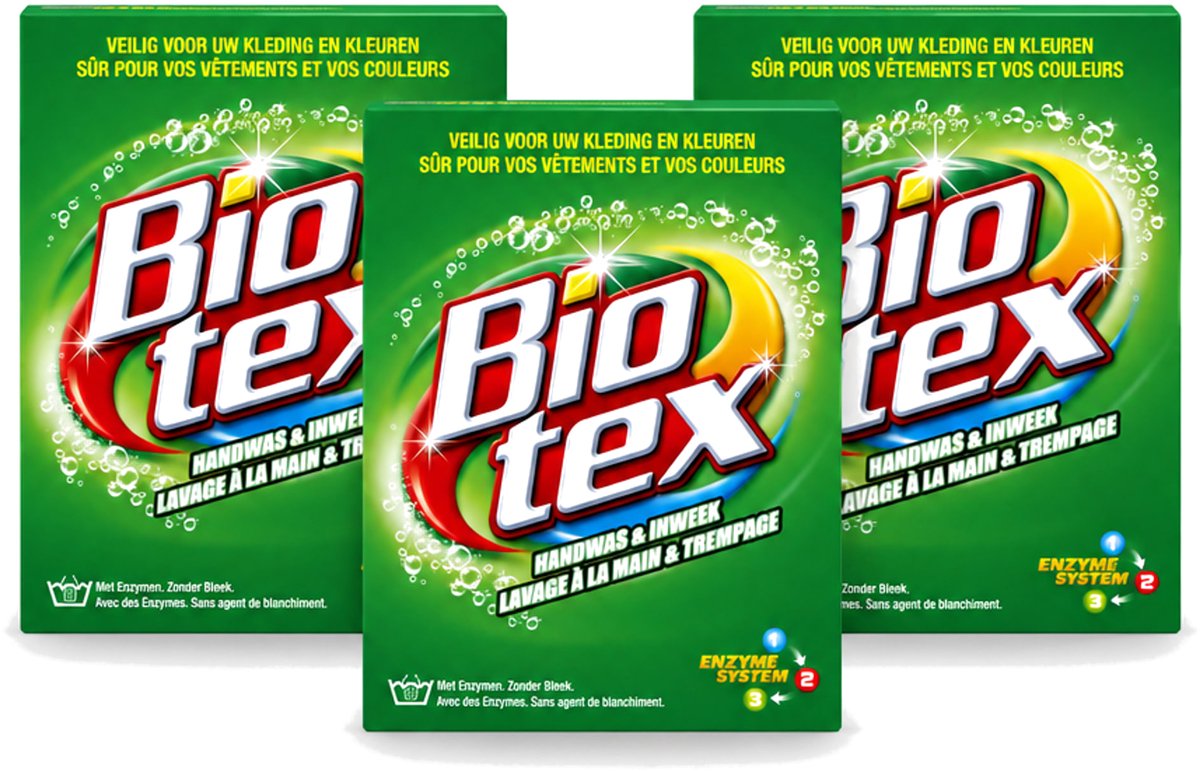3 x Biotex - Waspoeder - Handwas & Inweek - Actieve Biologische Enzymen - 720 g - Voordeelverpakking - 3 stuks