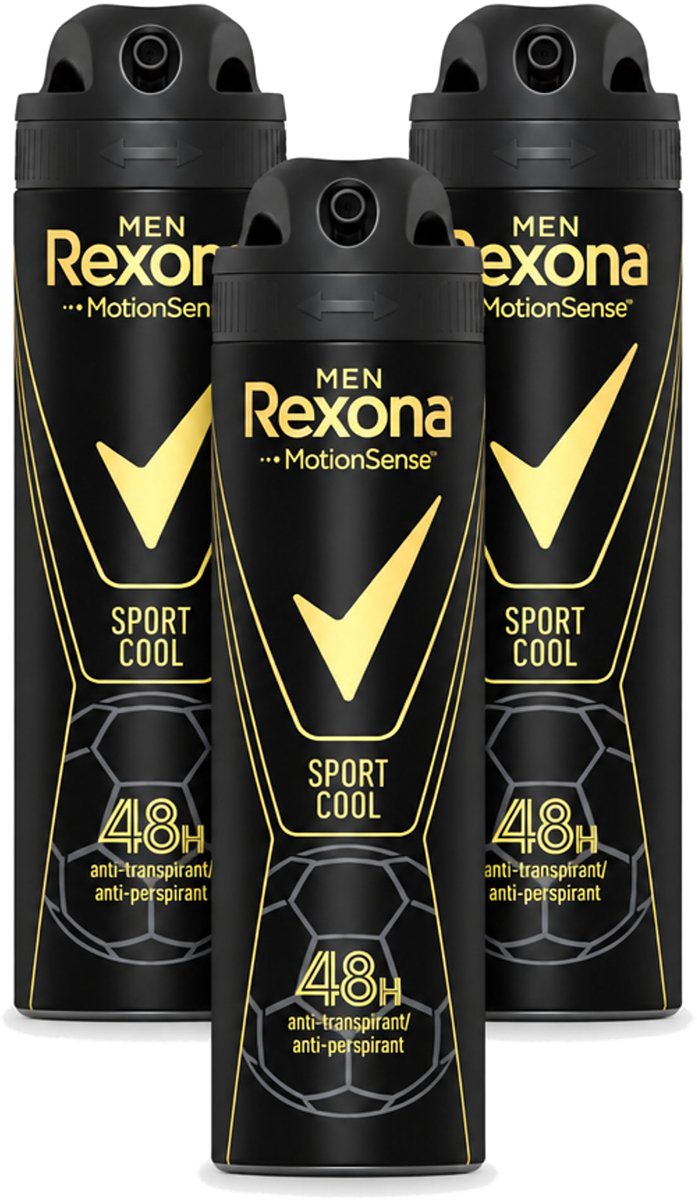 3 x Rexona Men - Sport Cool - Deodorant Spray - Anti Transpirant - 150 ml - Voordeelverpakking - 3 stuks