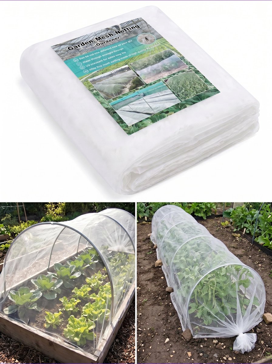 Boyfiel tuingaas, fijnmazig gaas, 3 × 4 m, voor groentepleisters, kassen, fruitbomen - ShopVlot