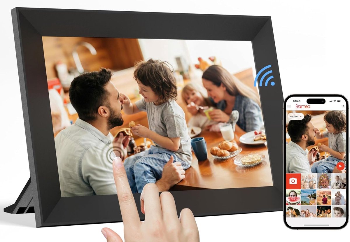 SnelShoppen - Digitale Fotolijst 10,1 inch WiFi Touchscreen met 16 GB Opslag - Elektronische Fotolijst voor Foto's en Video's - Auto-Rotatie en Zwart