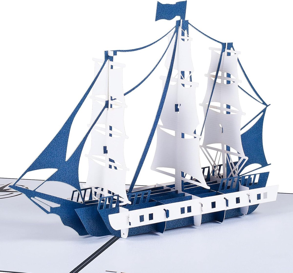 3D-verjaardagskaart, pop-up zeilboot, wenskaart met envelop voor gebruik als aanmoedigingskaarten, afstudeerkaarten, bedankkaarten, bedankkaarten, wit
