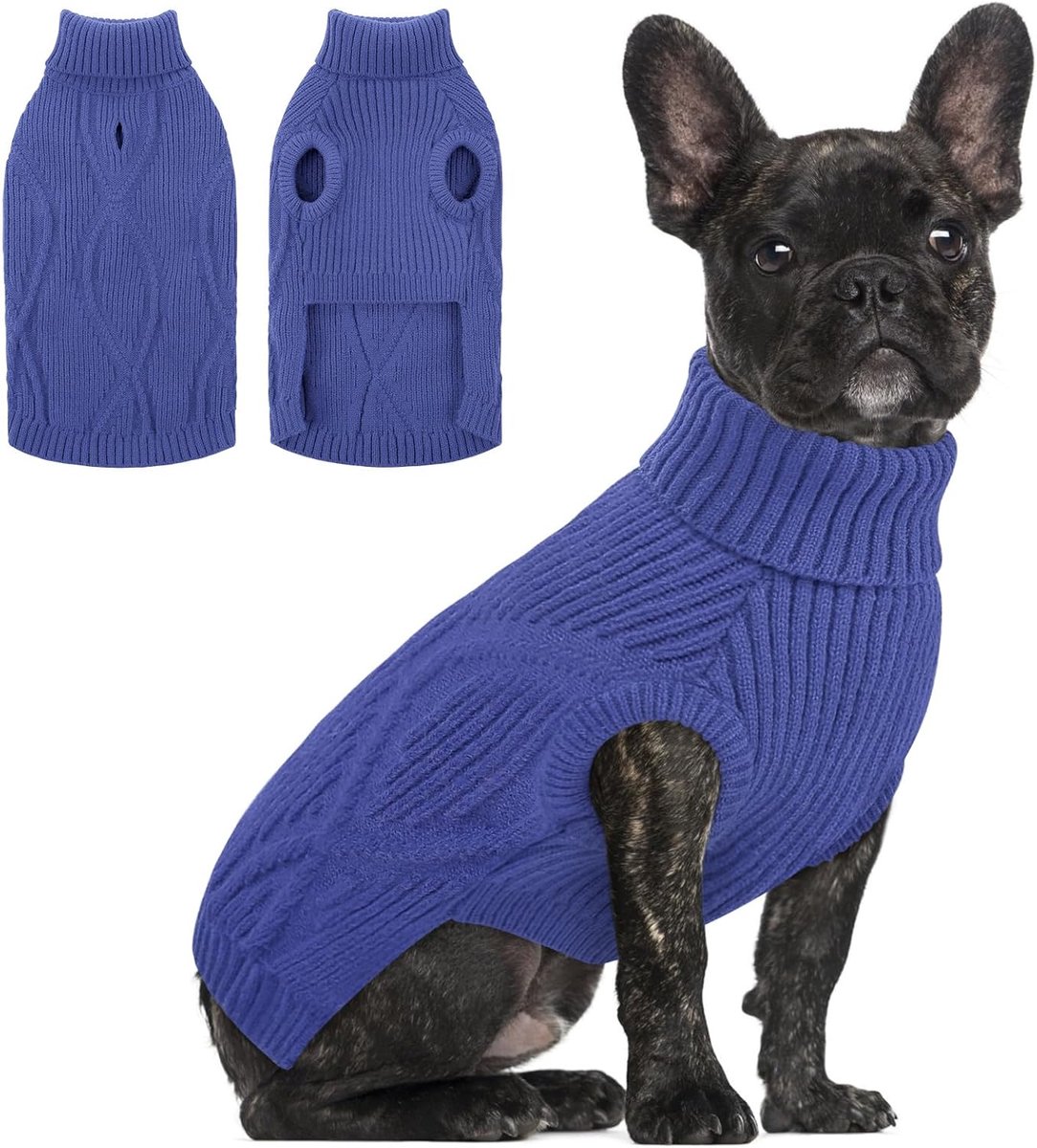 Truien & Hondentruien | Warm & Zacht | Ronde Hals | Chihuahua, Yorkshire Terrier, Dwergpoedel (Blauw, XS)