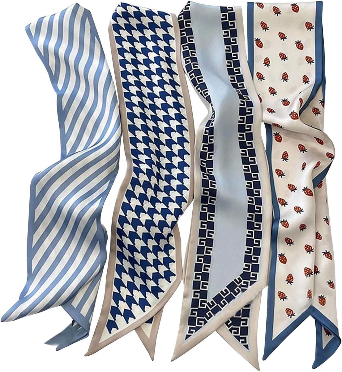 4Pcs Sjaal Vrouwen, Multifunctionele Boho Sjaals Hoofdband Satijn Sjaal voor Zakhaar Sieraden
