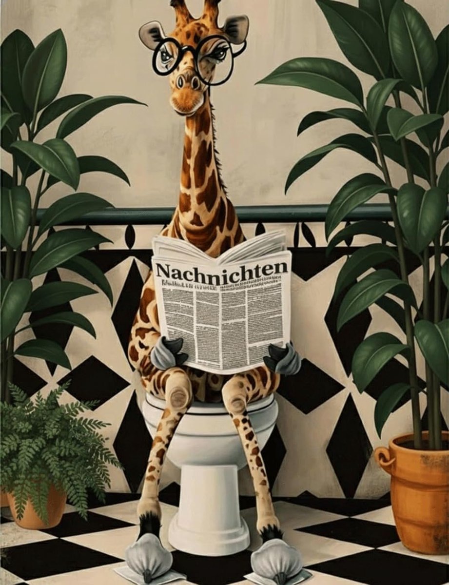 5D Diamond Schilderij Afbeeldingen voor Volwassenen en Beginners, Grappig Giraffe WC Diamond Art Set, Volledig Rond Boor Borduurset voor Home Wanddecoratie, 30 x 40 cm