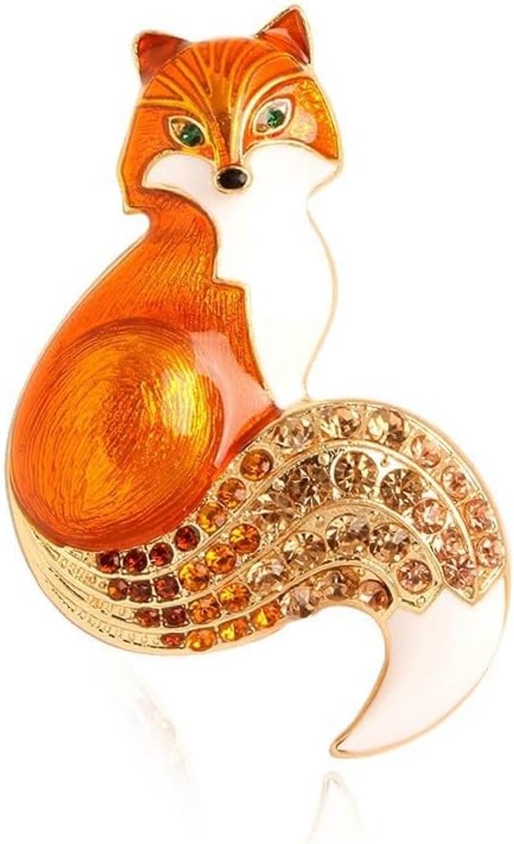 Emaille vos broche zinklegering kristallen spelden schattige dieren sieraden dames jassen tassen bedels