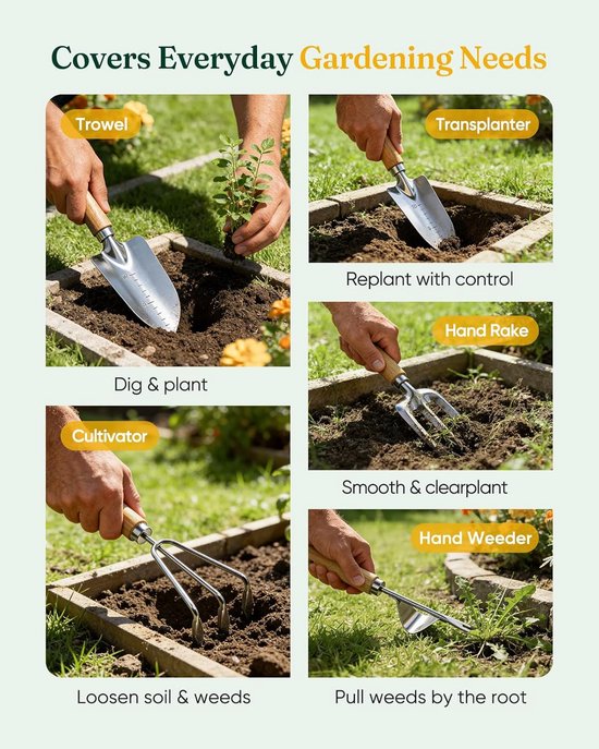 SnelShoppen - Bamboe Wandhouder Tuingereedschapsset 6-delig - Tuingereedschap, Tuinaccessoires, Bamboe, Wandhouder, Tuin, Buiten, Opbergen van Snelshoppen — afbeelding 4