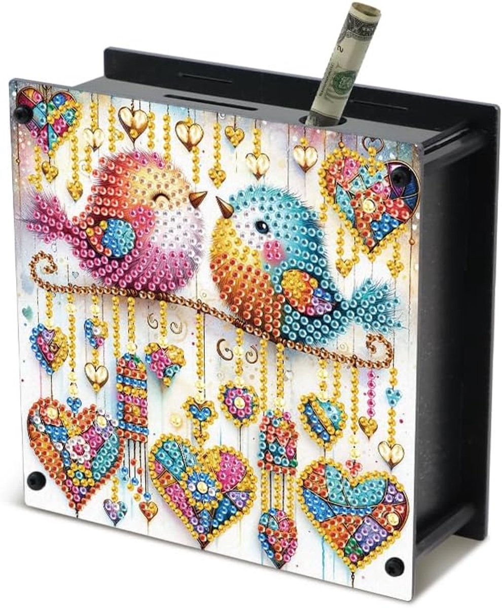 DCIDBEI Diamond Painting Piggy Bank 15 x 13 cm Money Box for Wedding, Money Box for Opening, Piggy Bank, Coin, Bank - ShopVlot