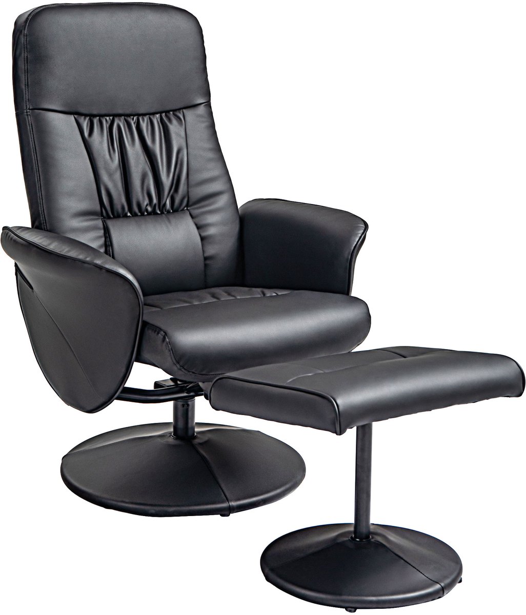 Homona Relaxfauteuil met voetenbank - 360° draaibaar en verstelbaar - 76 x 81 x 101 cm - Zwart