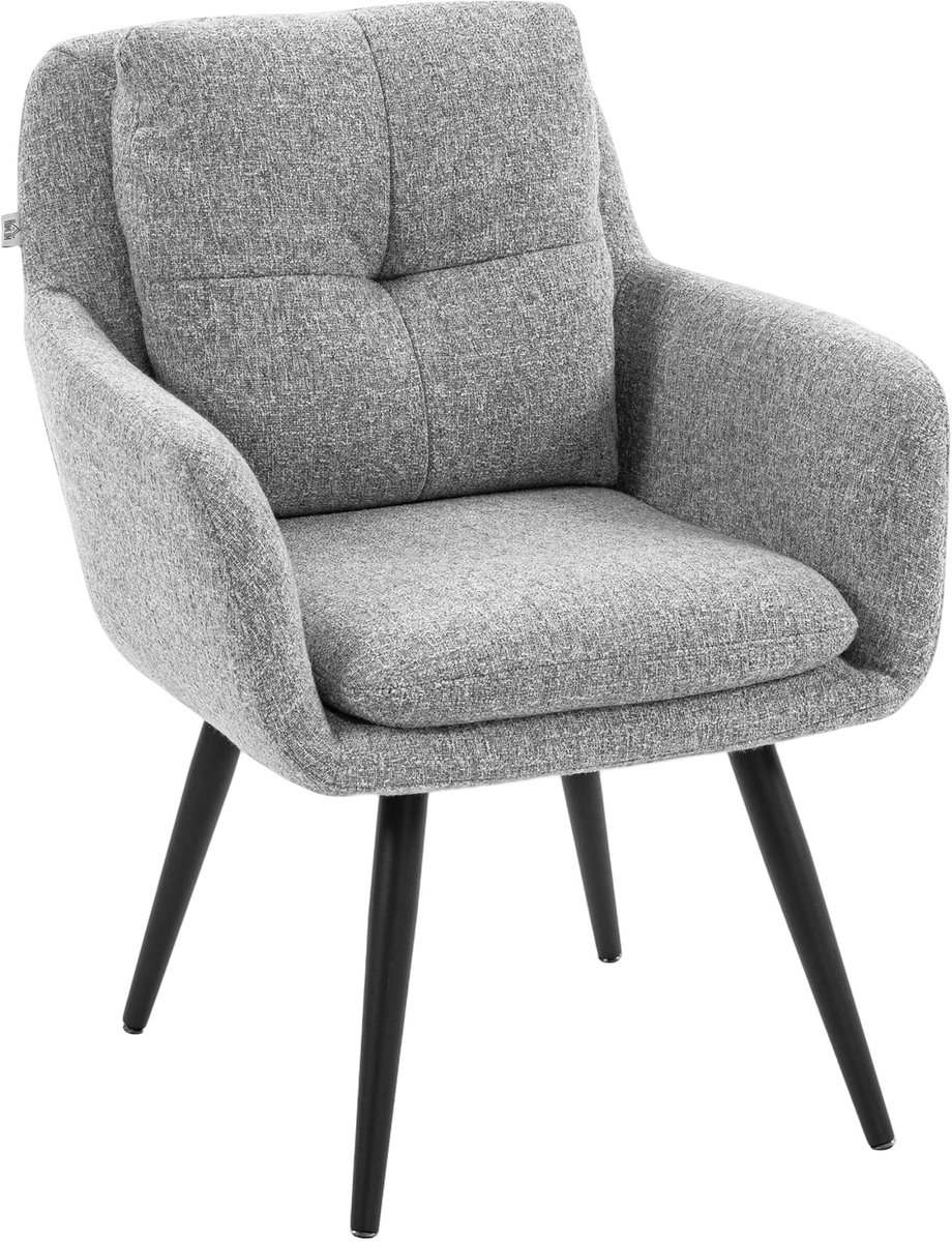 Homona Fauteuil met knoopdetails - Met metalen poten - 65 x 72 x 86 cm - Lichtgrijs
