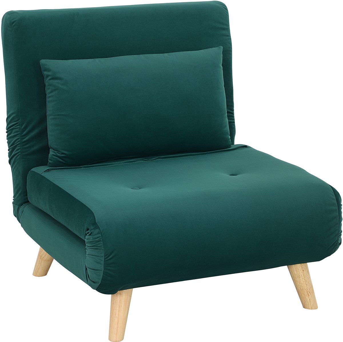 Homona 3-in-1 slaapfauteuil met schlaffunktion - In 6 standen verstelbare rugleuning - Met kussen - 72 x 78 x 79 cm - Donkergroen
