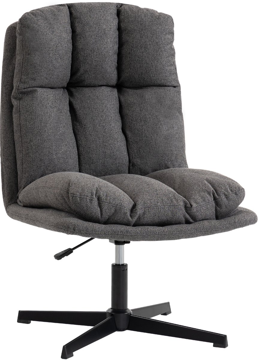 Homona Draaifauteuil - Met brede zitting en 360° draaifunctie - In hoogte verstelbaar - 63 x 75 x 92-102 cm - Donkergrijs