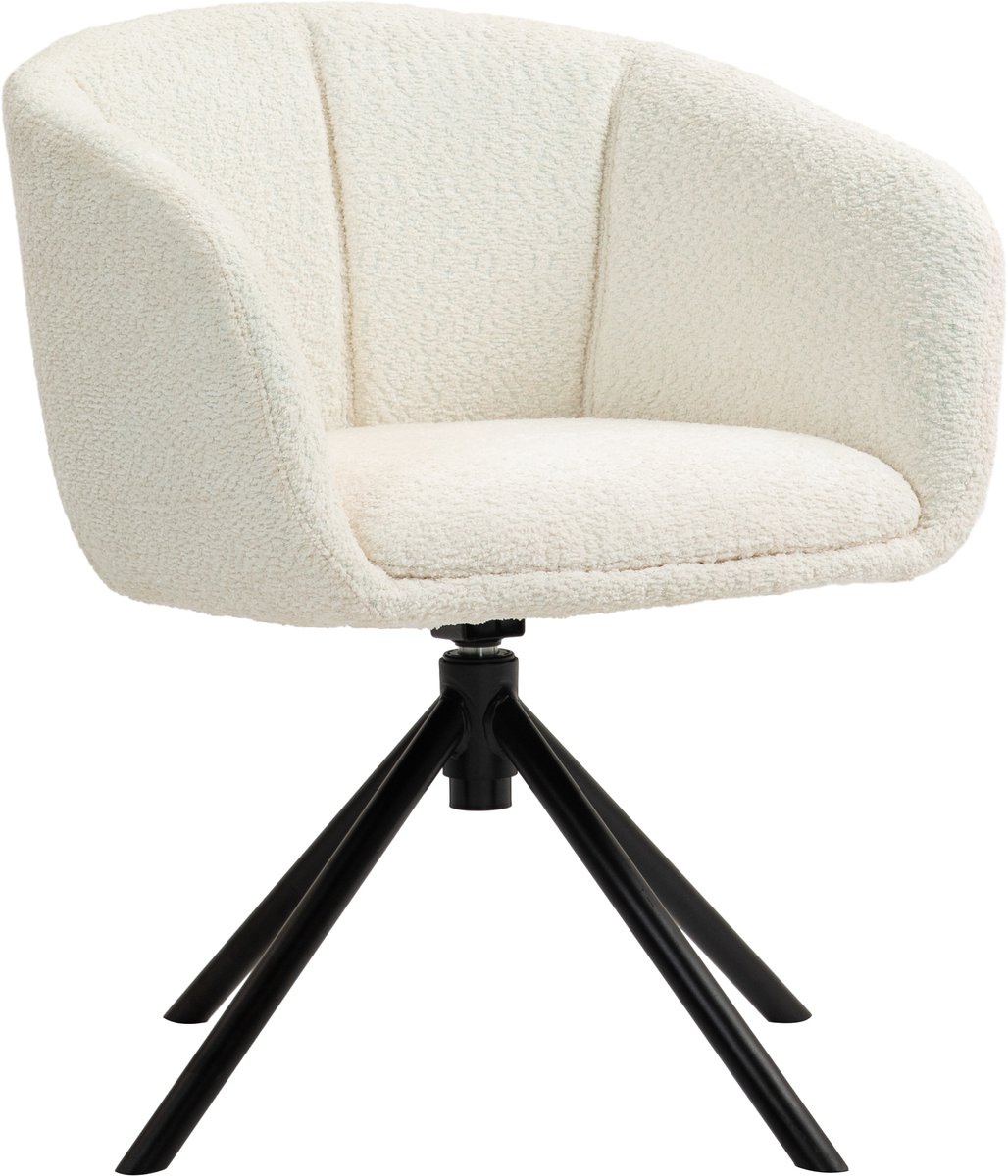 Homona Draaifauteuil - 360° draaibaar - Met armleuningen - 58,5 x 59 x 78,5 cm - Crèmewit