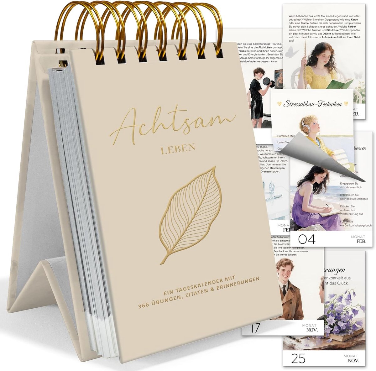 SnelShoppen - BIROYAL Tear Calendar Khaki met Oefeningen en Tips voor een Vol Jaar - Perfect voor Zelfontwikkeling en Organisatie