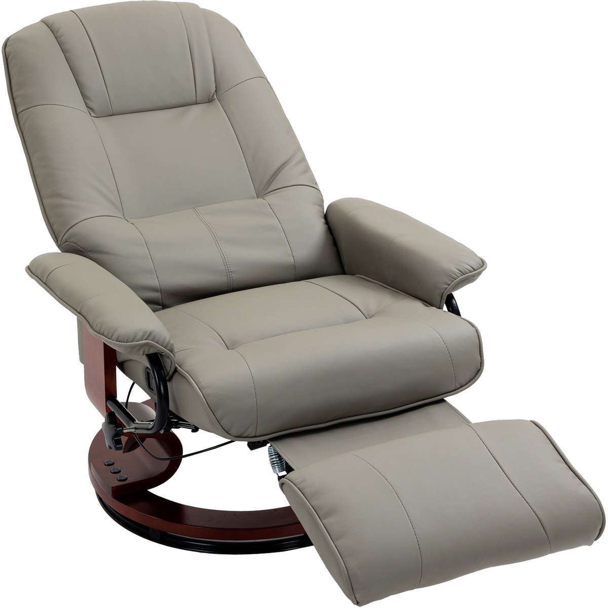 Homona Relaxfauteuil - Met voetsteun en verstelbare rugleuning - 360° draaibaar - Kunstleer - 78 x 87 x 100 cm - Grijs