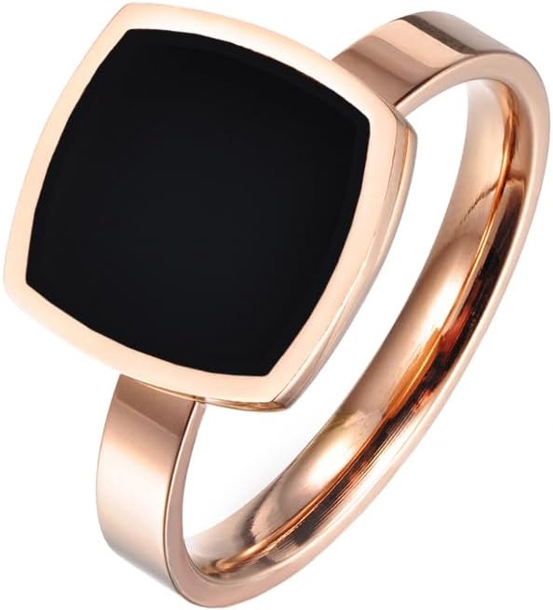 Ring Rose Veguld Staal Zwart Acryl-16mm