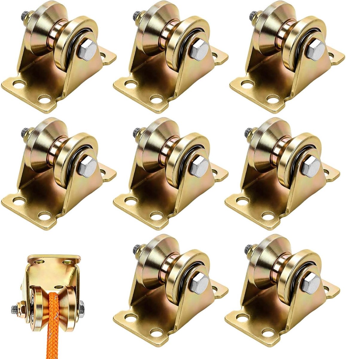 8 stuks kabelrollen set katrol van legering met schroef draagbare katrol wielen glijrol voor staalkabel heffen bevestiging hardware voor tuin, huishouden, doe-het-zelf handwerk