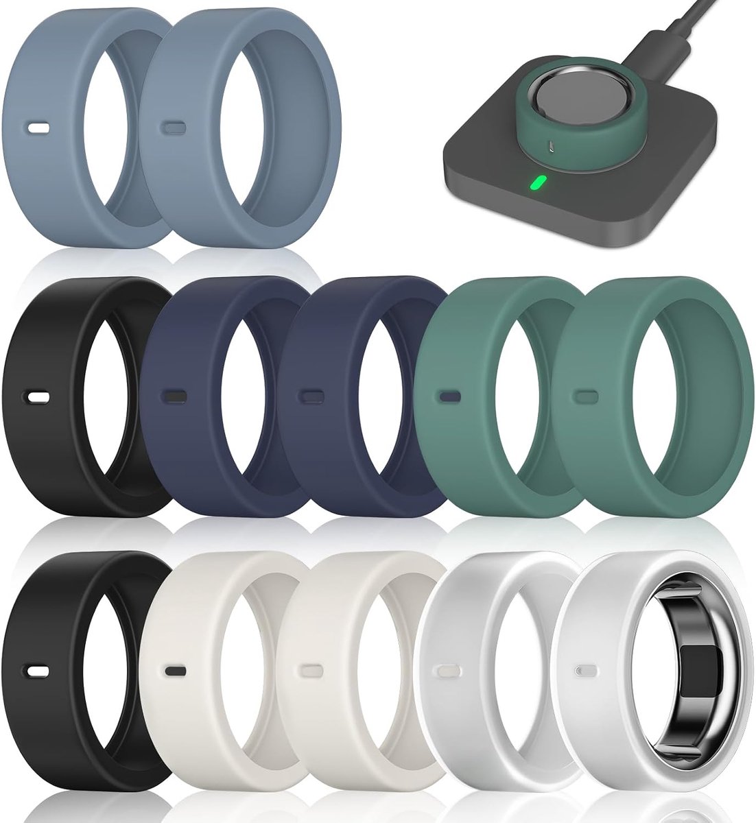 Ringen hoes compatibel met Oura Ring Gen 4 / 4 Keramiek/Gen 3/Ultrahuman ring, Surport opladen met cover, anti-kras elastische siliconen ringen, beschermhoes voor mannen en vrouwen, training