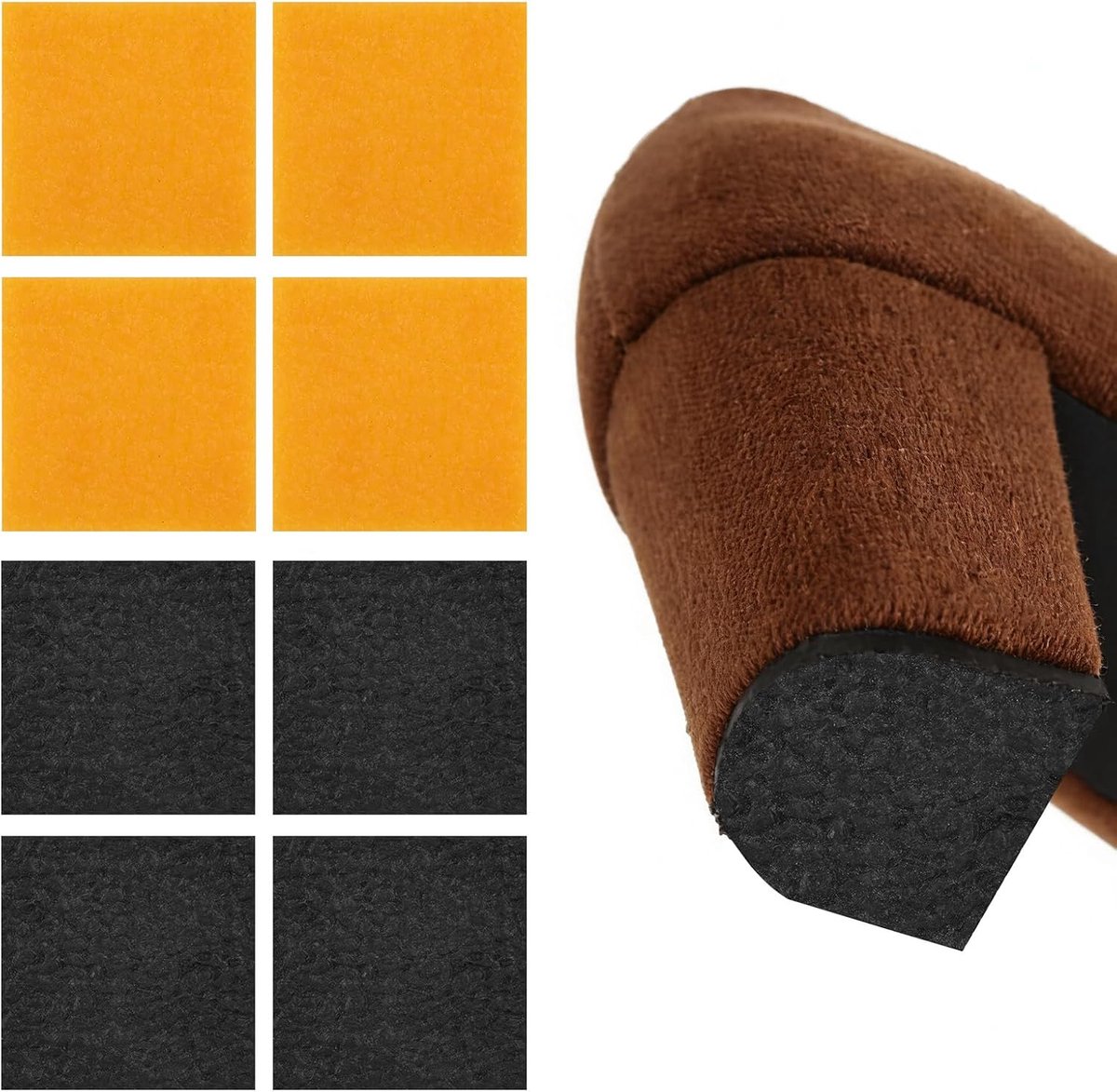 8st Reparatiepatches voor Hoge Hakken, Vierkante Rubberen Zoolbeschermers Antislip Hielvervangingskapjes voor Laarzen en Nette Schoenen (Zwart en Geel)