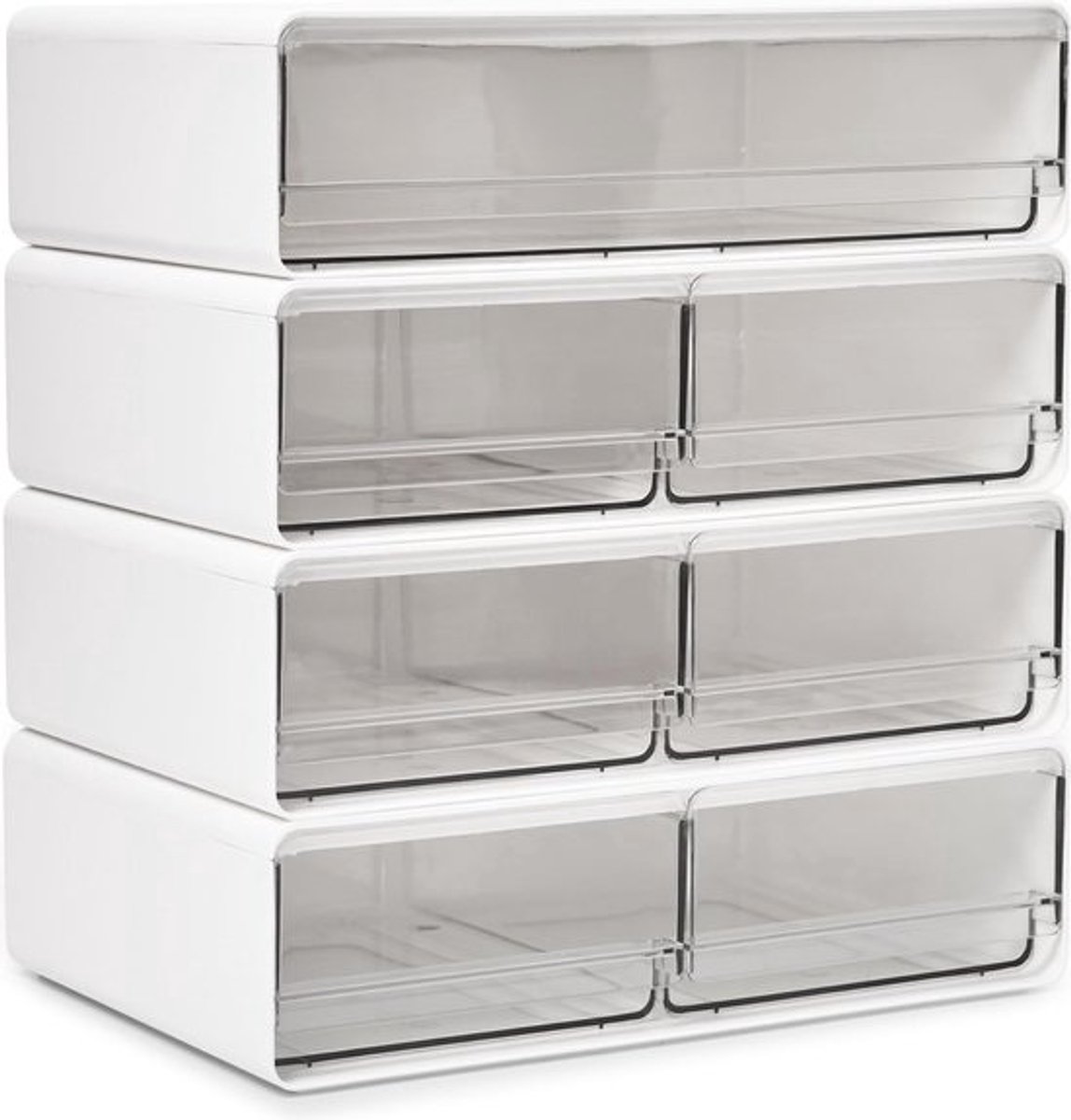 multifunctionele 4-delige make-uporganizerset - met doorzichtige laden - voor badkamer, slaapkamer en kaptafel