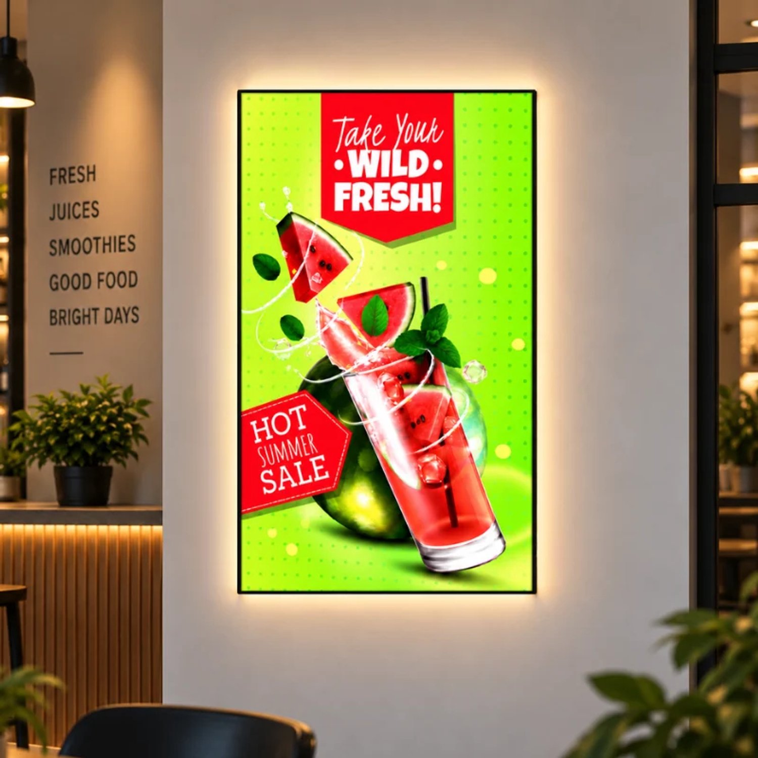 Bbase LED Lichtbak Posterframe Zwart – Verlichte Posterhouder – Ultradun 10 mm – Aluminium met Gehard Glas – LED Reclame Display – A4