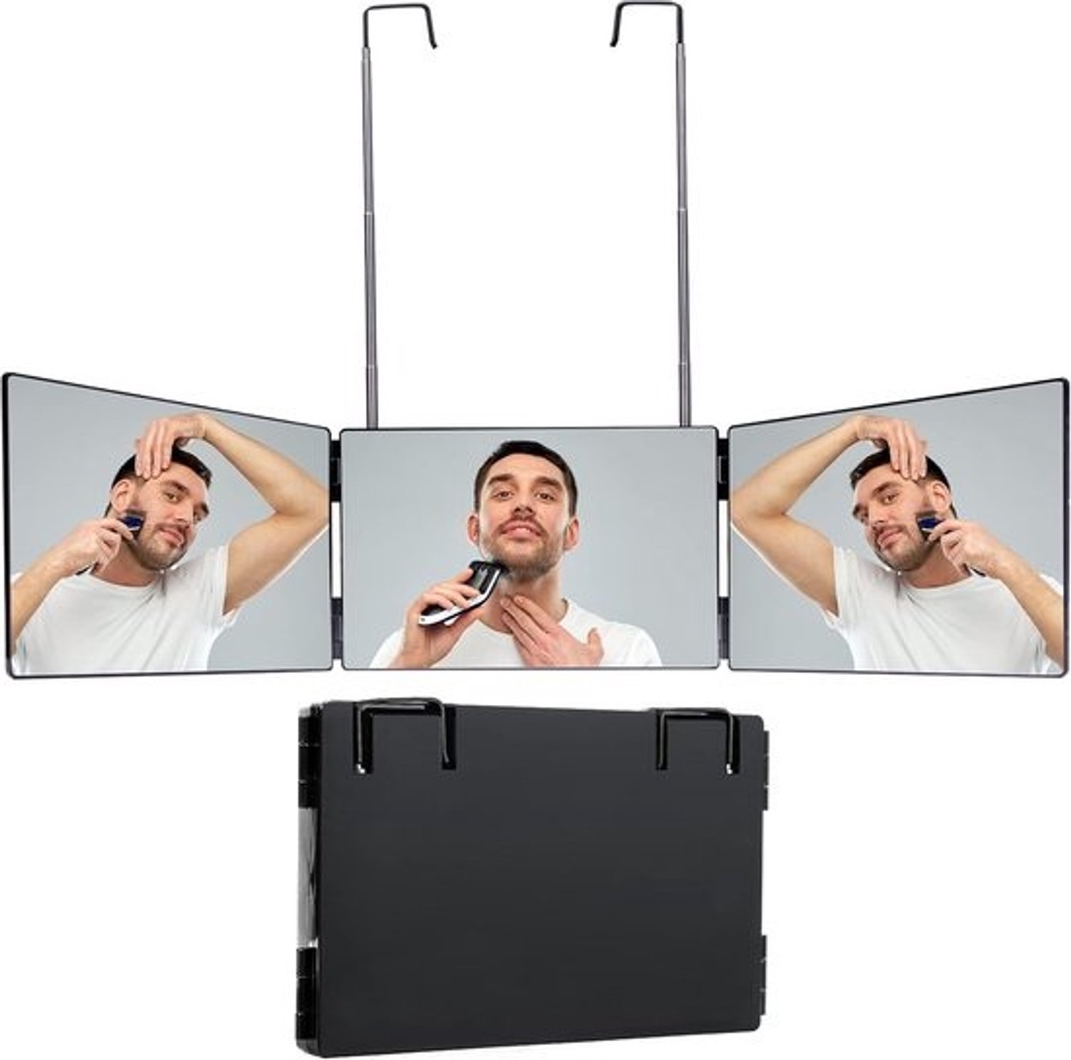 360 combs - Drievoudige spiegel met in hoogte verstelbare houders voor make-up en douche - scheerspiegel - hangspiegel