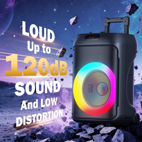 Chelsey-Store - 6,5 inch basluidspreker - Grote Bluetooth-karaokeluidspreker - 2 Draadloze Microfoons - 3D Surround Sound Mode - Bluetooth - Gebruik voor thuis en vermaak - — afbeelding 5