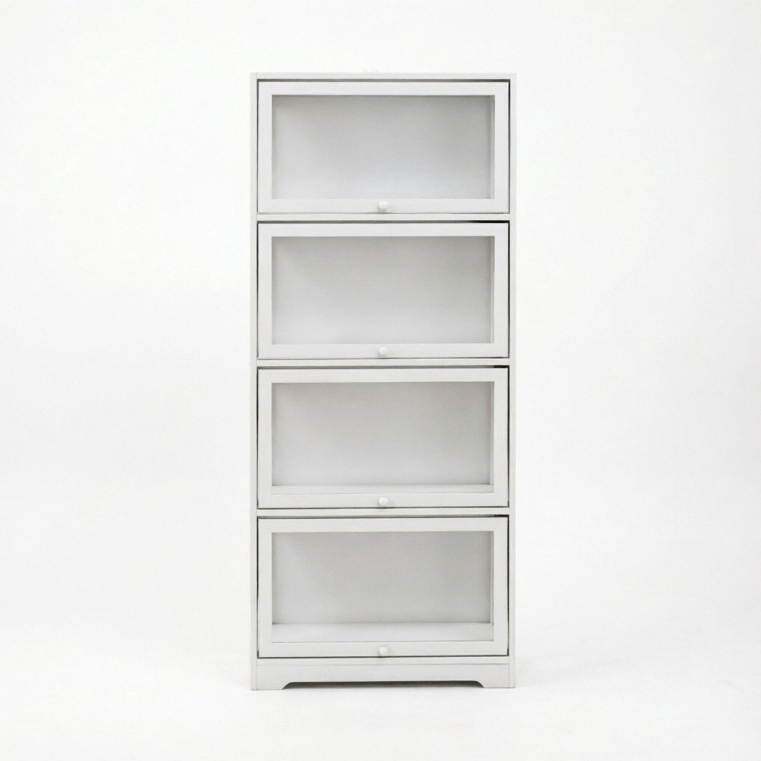 SONNENH Witte vitrinekast met 4 vakken en omhoogklapbare inschuifdeuren - MDF en acryl - 59 x 30 x 139 cm