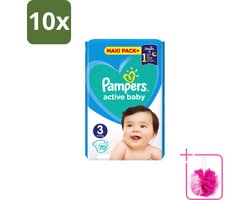10 x Pampers – Luiers – Active Baby Maat 3 – 70 Luiers - Bulkverpakking - Baby-luiers - Douchemop - Droge billetjes