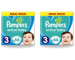 2 x Pampers – Luiers – Active Baby Dry Maat 3 – 66 Luiers - Voordeelverpakking - 2 stuks