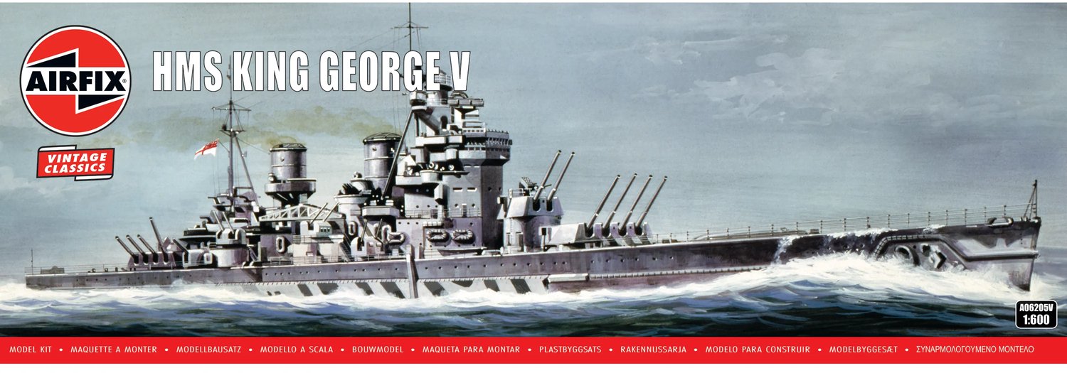 Airfix Modelbouwpakket Schepen - 06205V HMS King George V WWII - King George V-klasse - Vintage Classics - Brits Slagschip Plastic - 1:600 - Modelbouw
