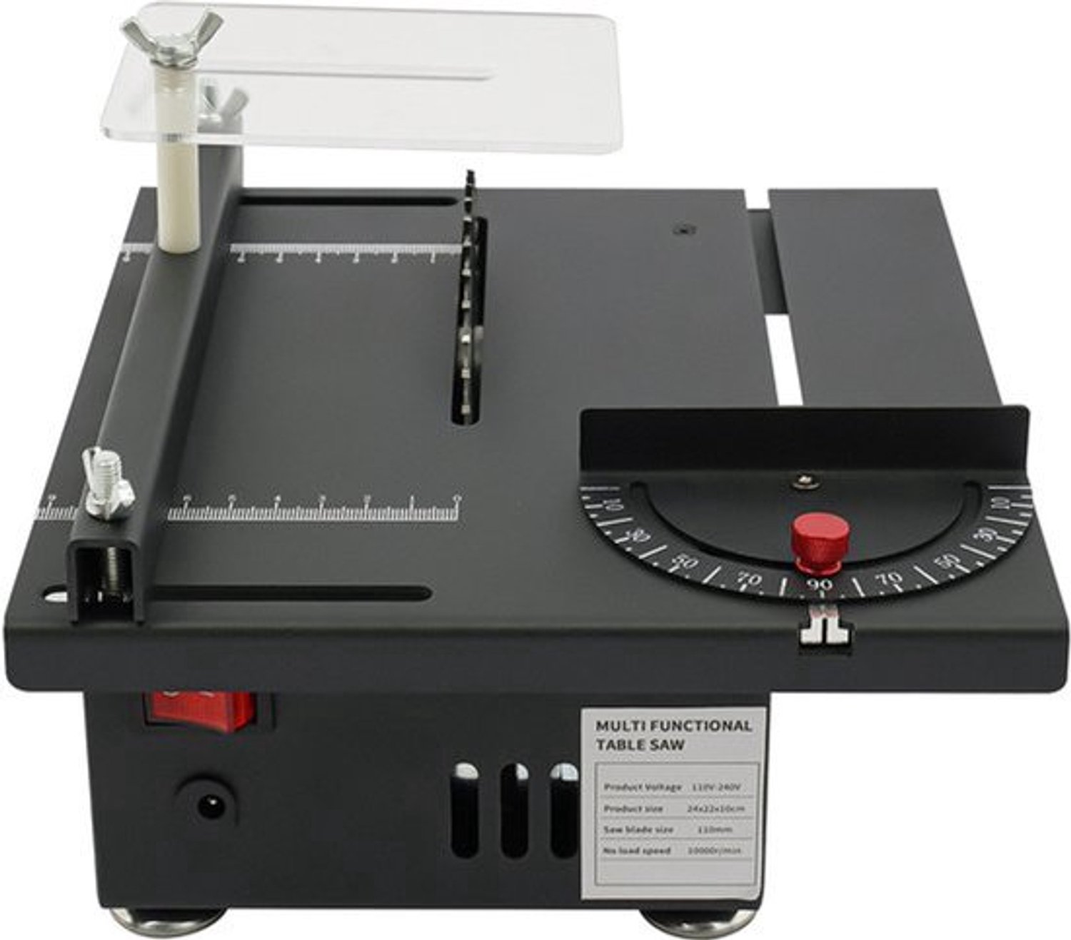 Mini Tafelzaag Elektrisch - 200 W Vermogen - 110 mm Zaagblad - Zwart - Voor Houtbewerking Binnen