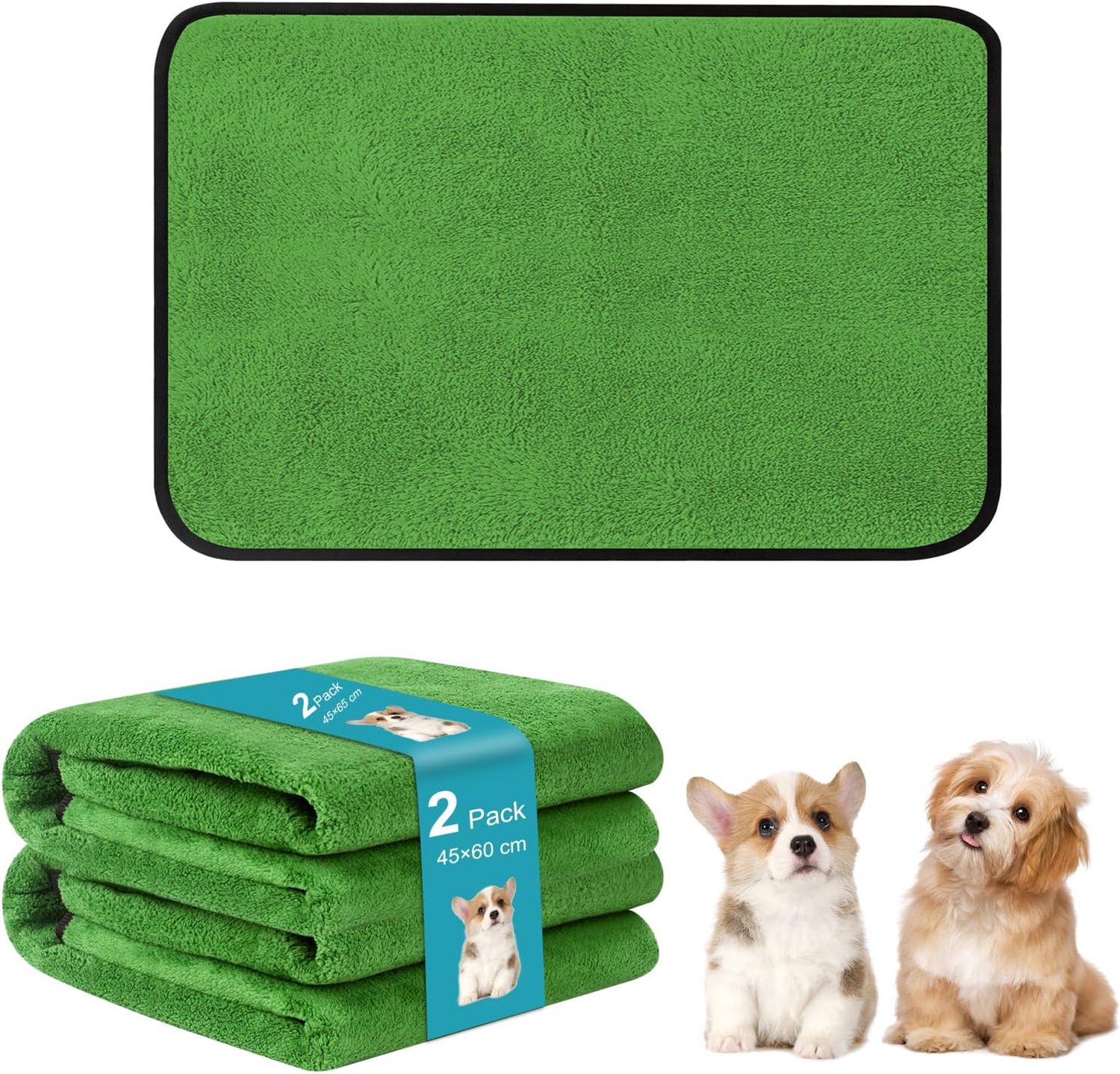 Wasbare plasmat 60 x 45 cm - 2 stuks herbruikbare trainingsmatten - snel absorberend - ideaal voor puppytraining - m-winkel