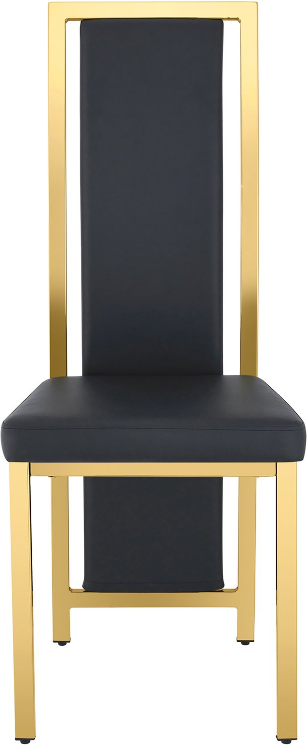 SONNENH Eetkamerstoelen set van 4 - Zwart PU-kunstleer - Goudkleurig metalen frame - Hoge rug - 109 cm Zwart met goudkleurig frame