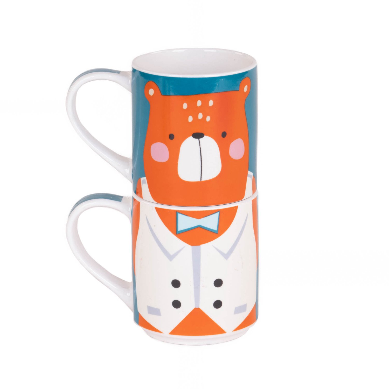Siaki - Cadeauset: 2 porseleinen mokken voor kinderen, 2 x 265 ml