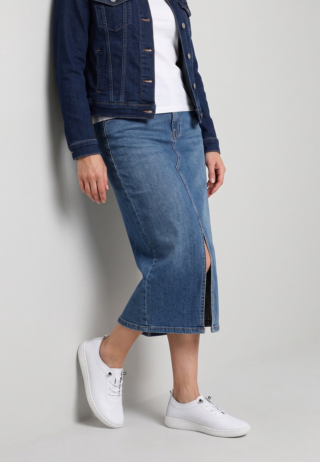 Dames leren sportschoenen - Elastische veters - Wit
