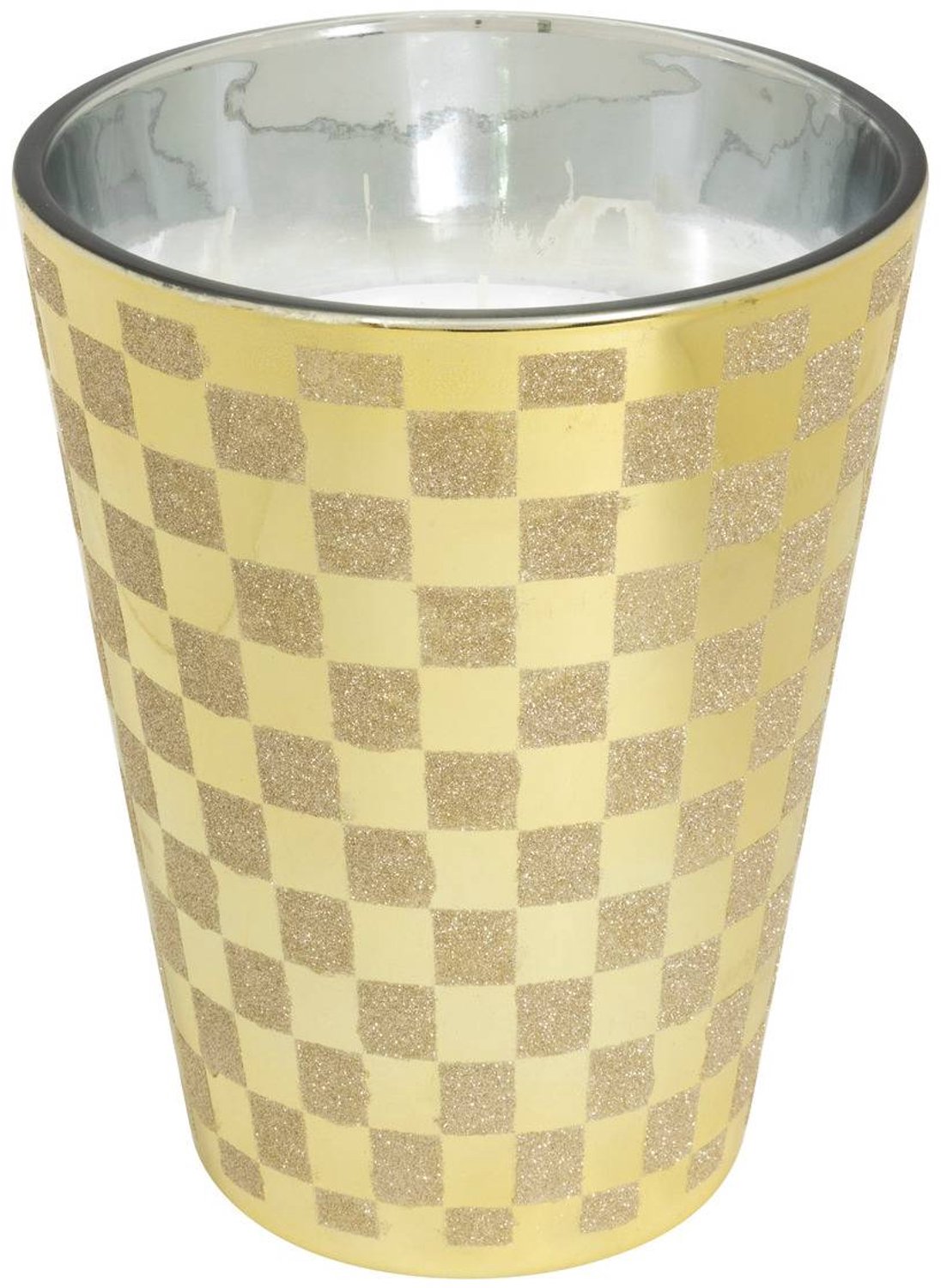 Feeric lights & Christmas Geurkaars met goudkleurig dambordpatroon, 850 g Doré