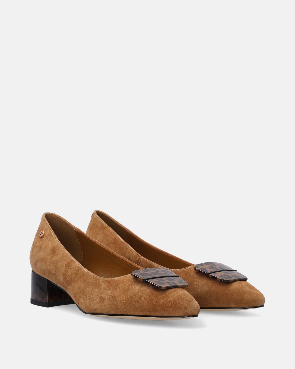 Bruine suède pumps - Dierenprint - Hak van 4 cm