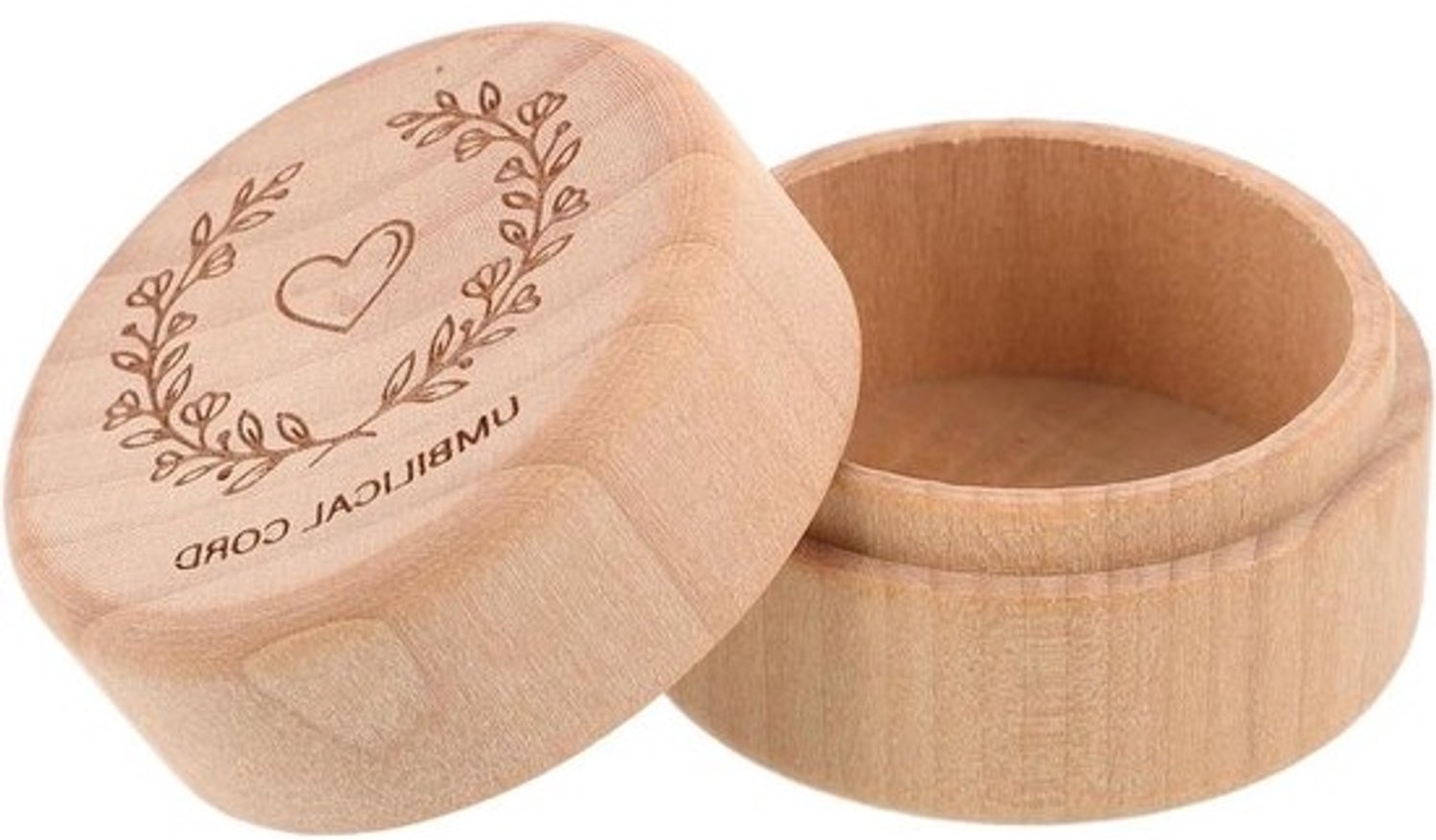 Houten Bewaardoos voor baby - Navelstrengdoos - Herinneringen bewaren - Speciaal ontworpen - 5 x 5 x 3.5 cm - Beige