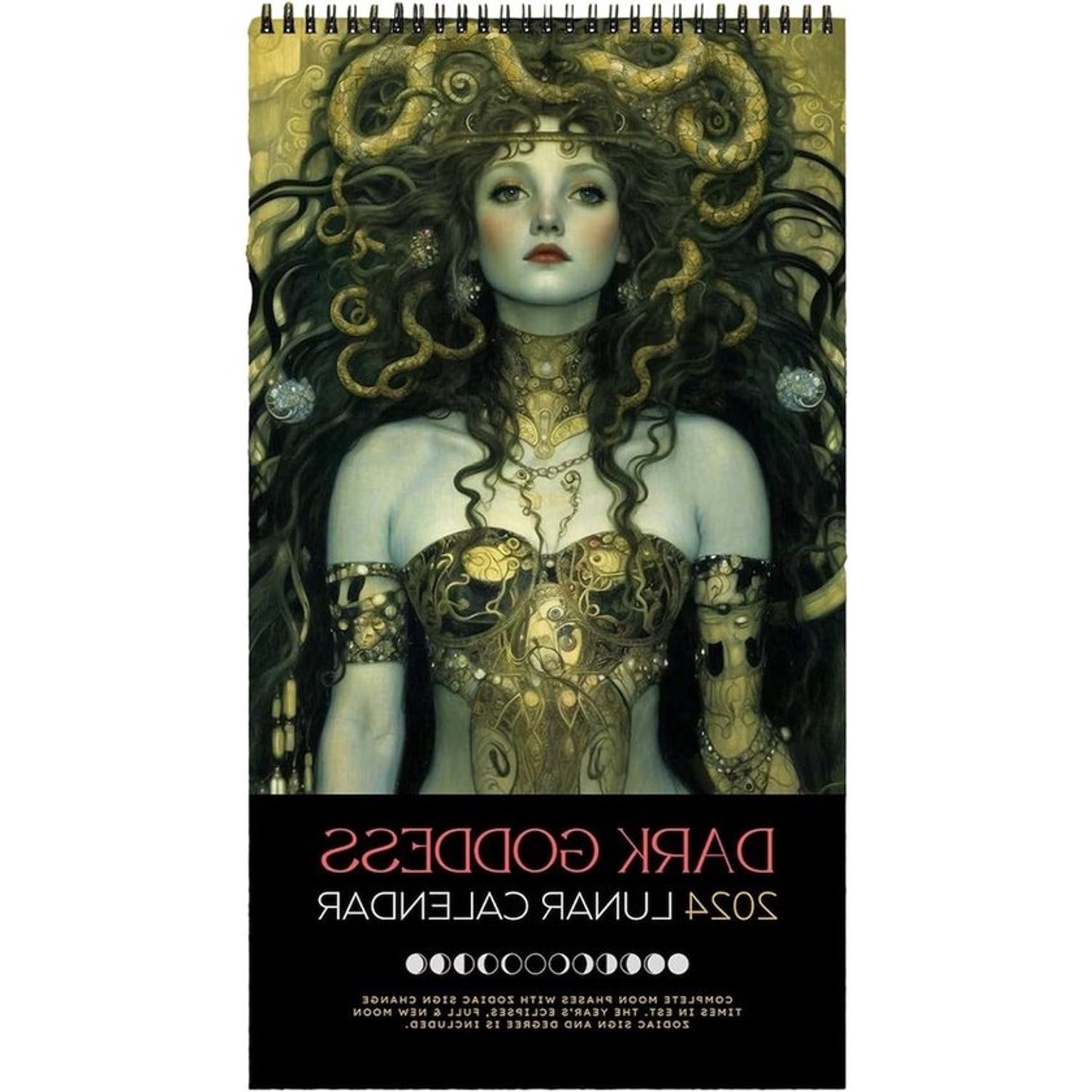 Maankalender 2024 - Astrologische kalender - Muurdecoratie - Bedrukt met planteninkt - 20 x 40 cm - Meerdere kleuren