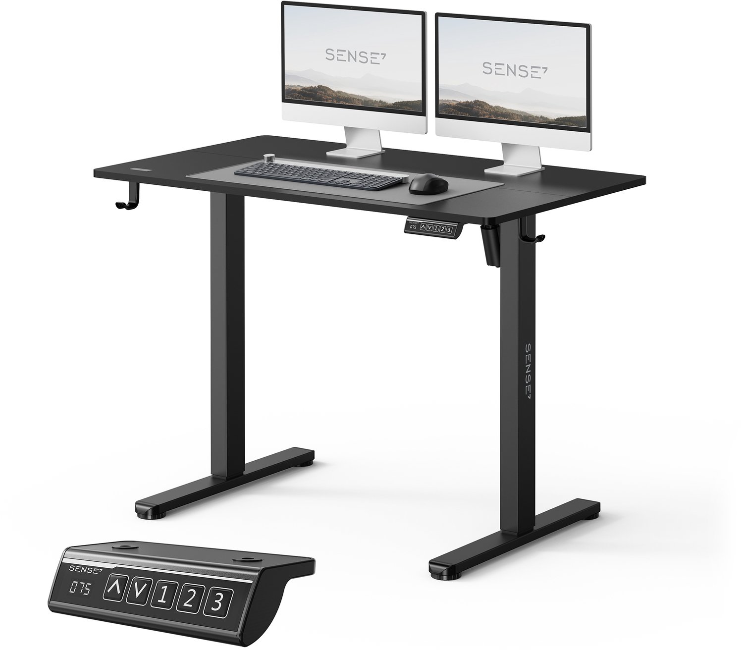 SENSE7 NOJO LIGHT - Elektrisch Verstelbaar Bureau - 100x60 cm - Geheugenfunctie - Zit Sta Bureau - Computertafel - Zwart