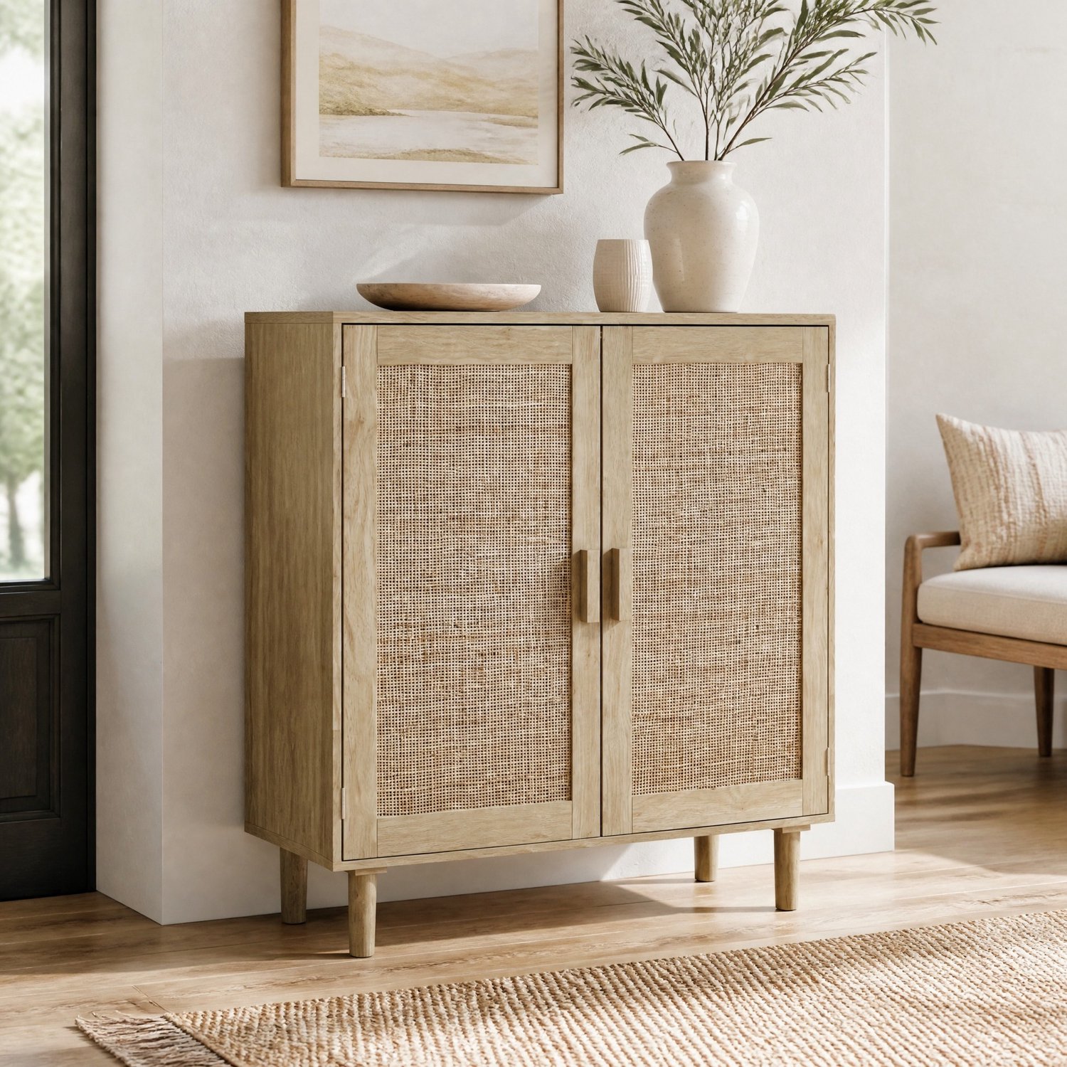 CHICFURN Dressoir - Opbergruimte - Magneetdeuren - 2-deurs - Naturel