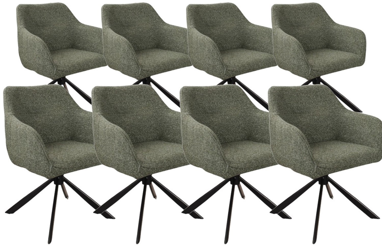 DS4U - - Seff armstoel met terugdraaifunctie - Set van 8 - Groen - Stof