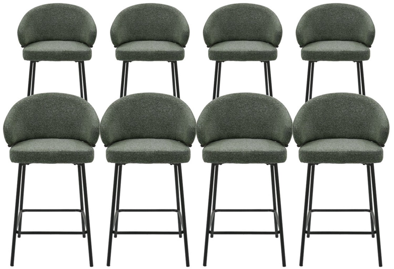 DS4U - - Sofia barkruk 65 cm - Set van 8 - Groen met zwarte poot - Stof