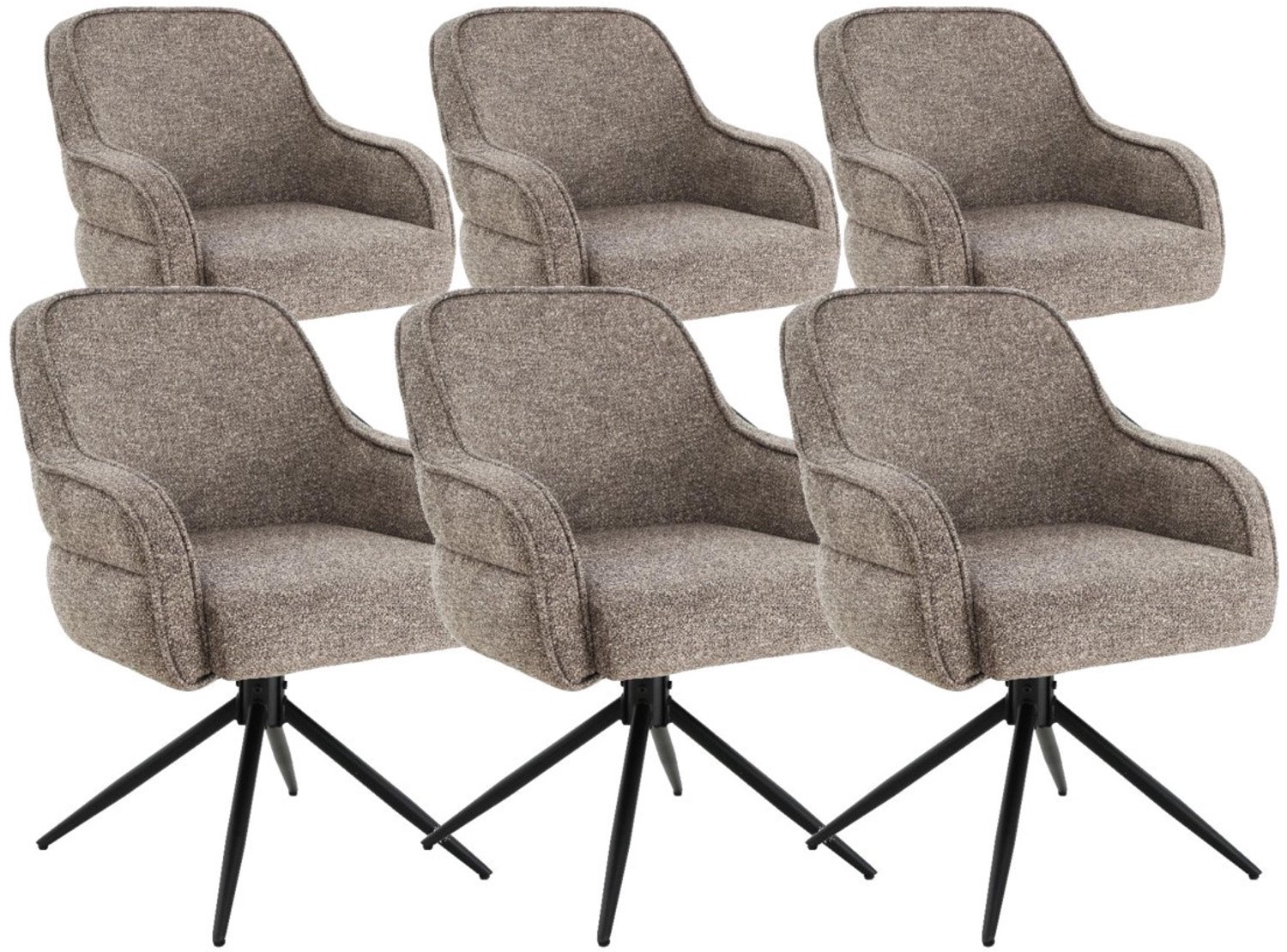 DS4U - - Loisa armstoel met terugdraaifunctie - Set van 6 - Taupe - Stof
