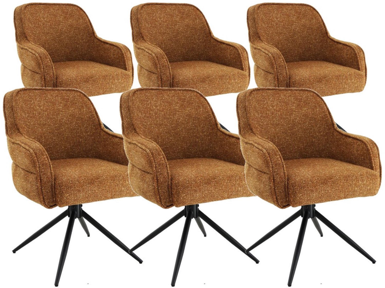 DS4U - - Loisa armstoel met terugdraaifunctie - Set van 6 - Mosterdgeel - Stof