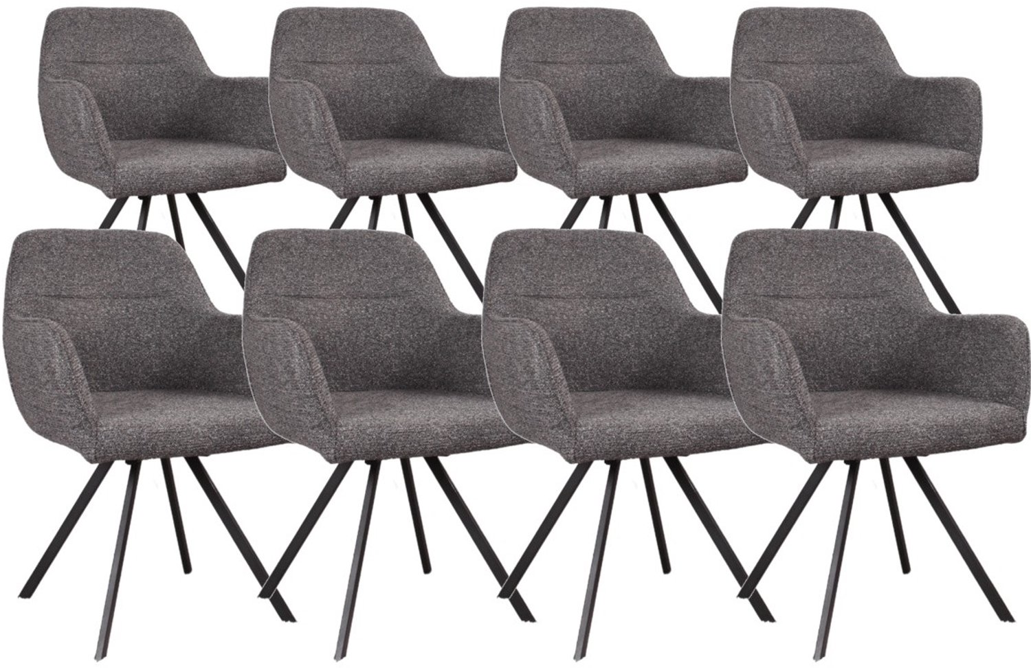 DS4U - - Mats draaibare eetkamerstoel - Set van 8 - Donkergrijs - Stof - Met armleuning