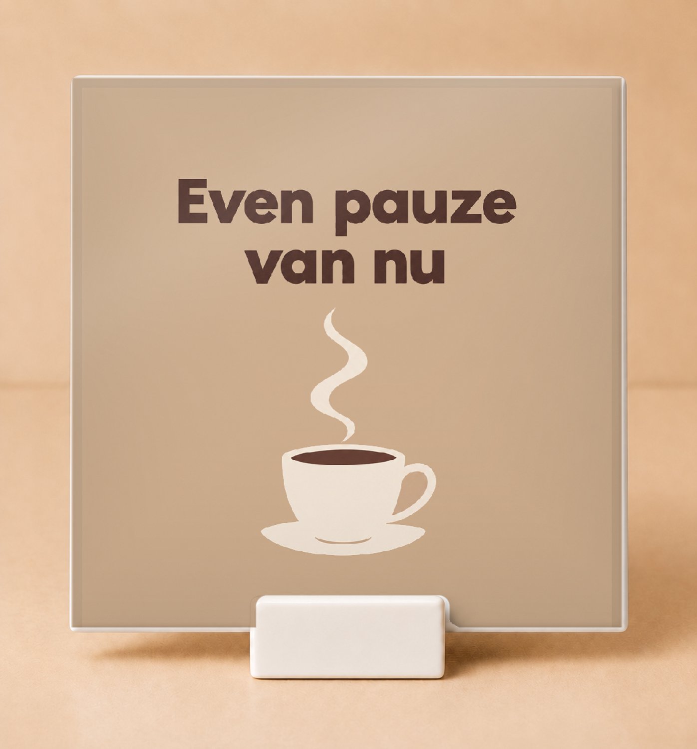 Bedruk King Stijlvolle vintage botanische Tegel 'Even pauze / van nu' – Sfeervolle decoratie voor rustzoekers en plantenliefhebbers - 11 x 11 cm met houder Wit