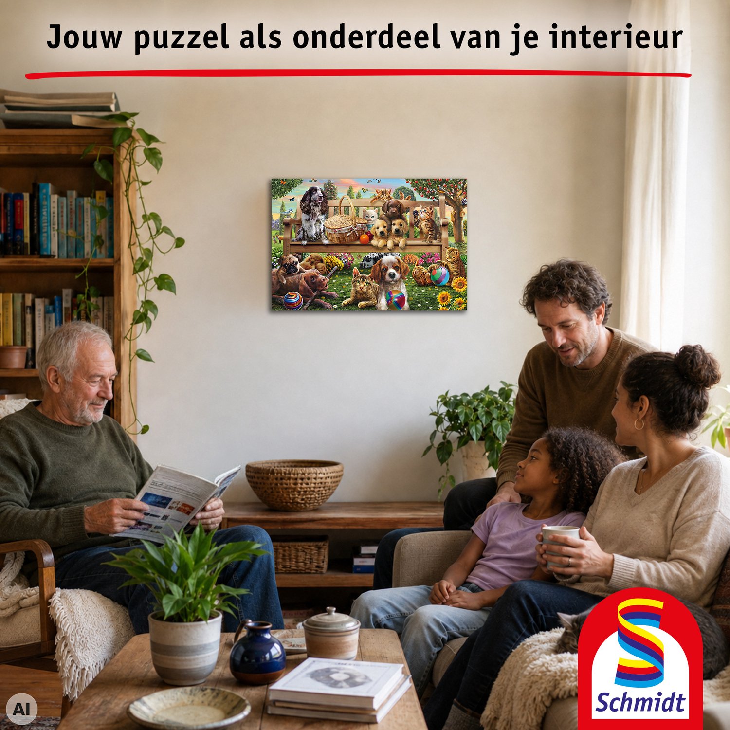Schmidt - Legpuzzel - Tuinpicknick met Hond en Kat - 200 stukjes - Kinderen - vanaf 8 jaar — afbeelding 2