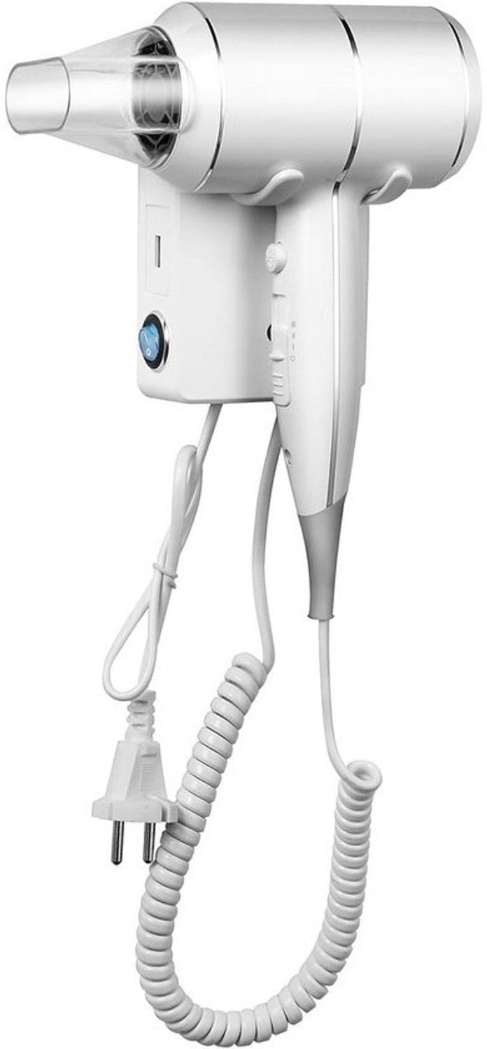 Haardroger met ThermoProtect-technologie 2000W - Föhn met muurbeugel en USB-aansluiting - Wit